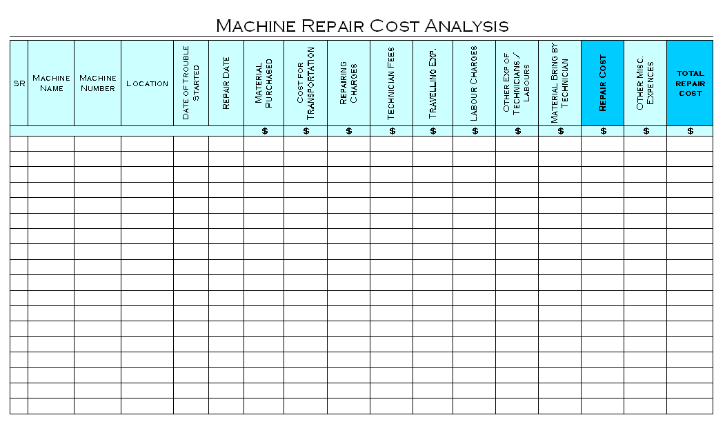 downtime report template excel